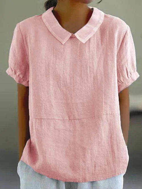 Ivy™ | Women's Peter Pan Collar Short Sleeve Casual Top