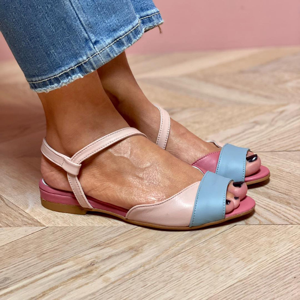 Roselina™ | Asymmetrical Pink Color Block Sandals