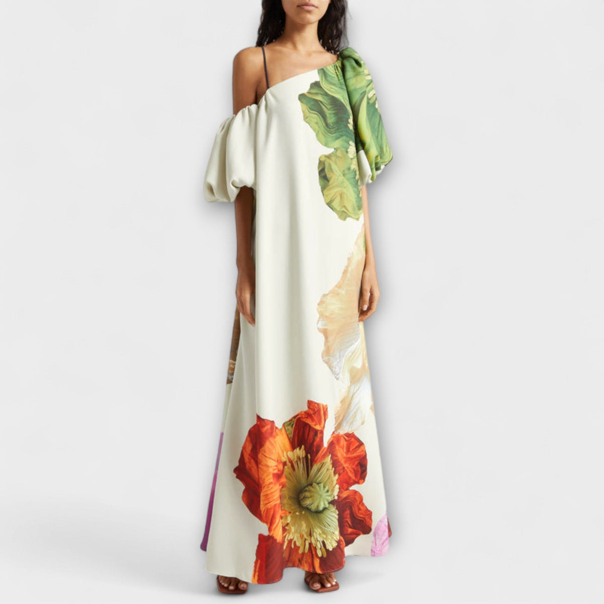 Style200™ | Floral Asymmetrical Maxi Dress for Events