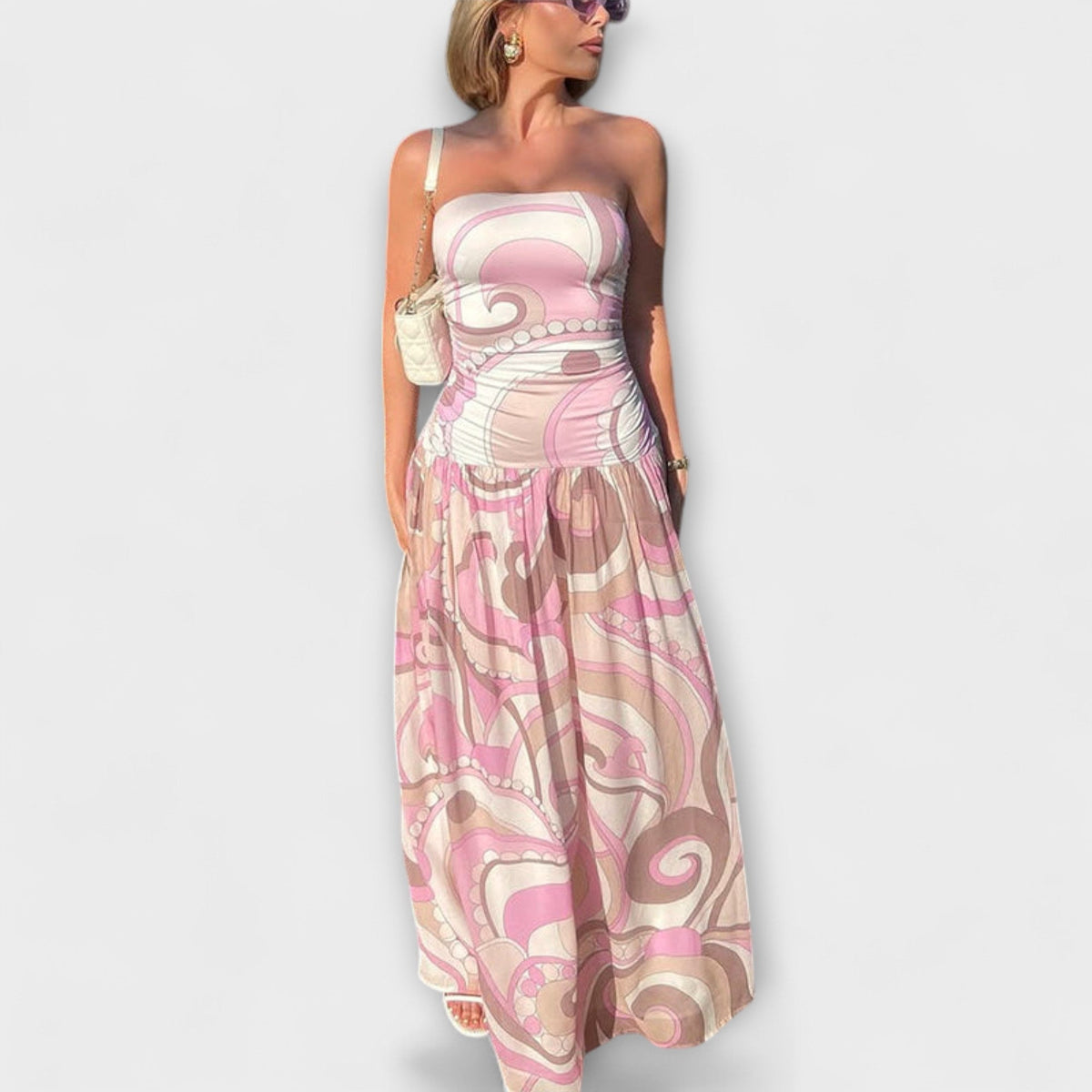 Style200™ | Pastel Off-Shoulder Maxi Dress for Summer Events