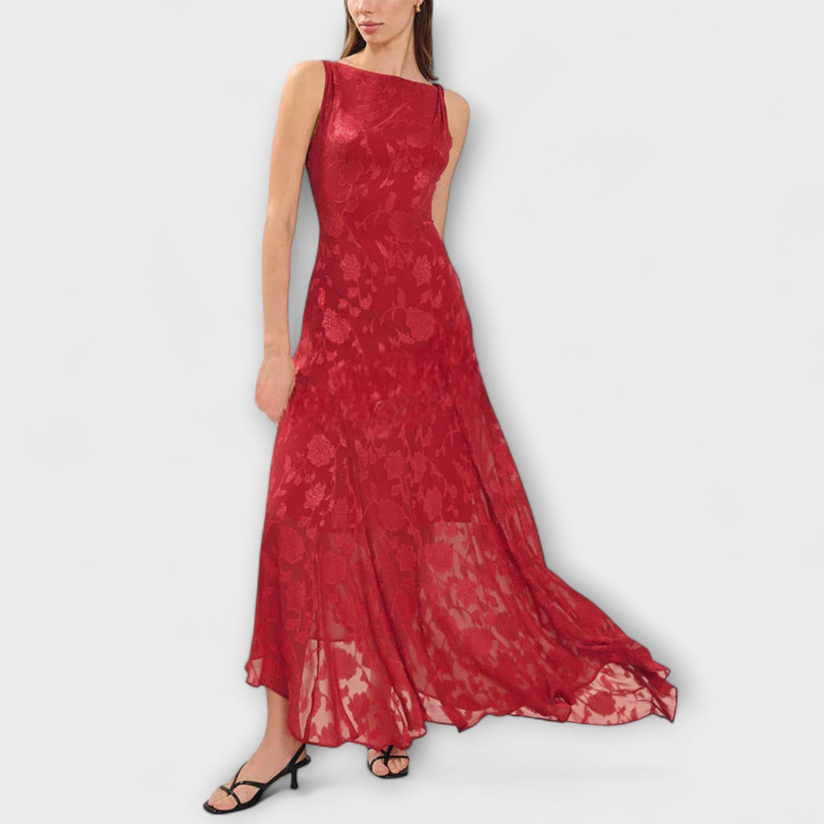 Style200™ | Opal - Chic Backless Jacquard Maxi Dress for Events