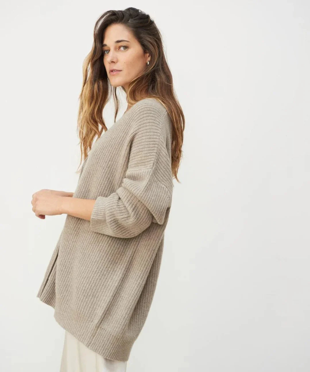 Autumn | Oversized Cardigan with Ribbed Knit Detail