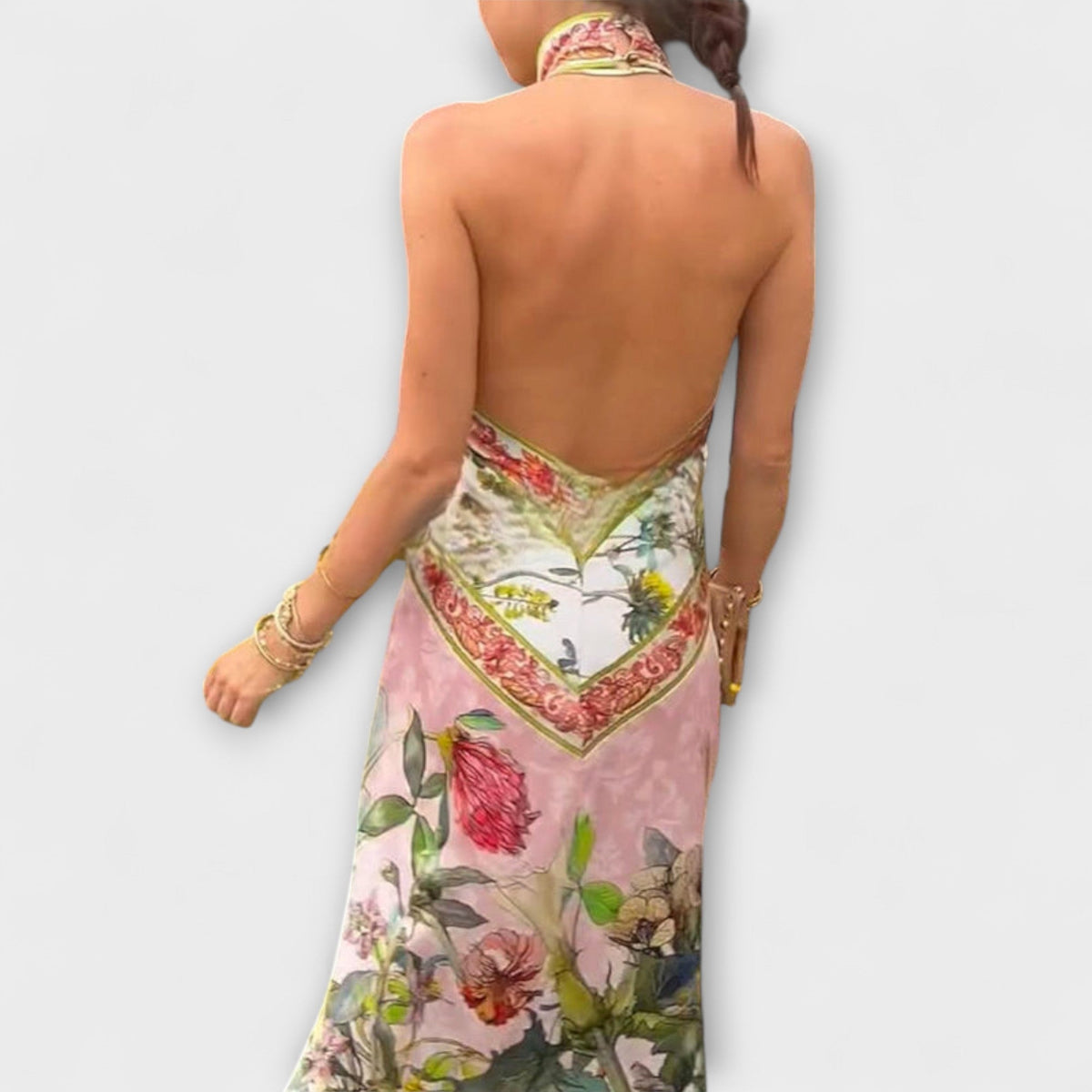 Style200™ | Floral Sleeveless Open Back Maxi Dress for Summer Events