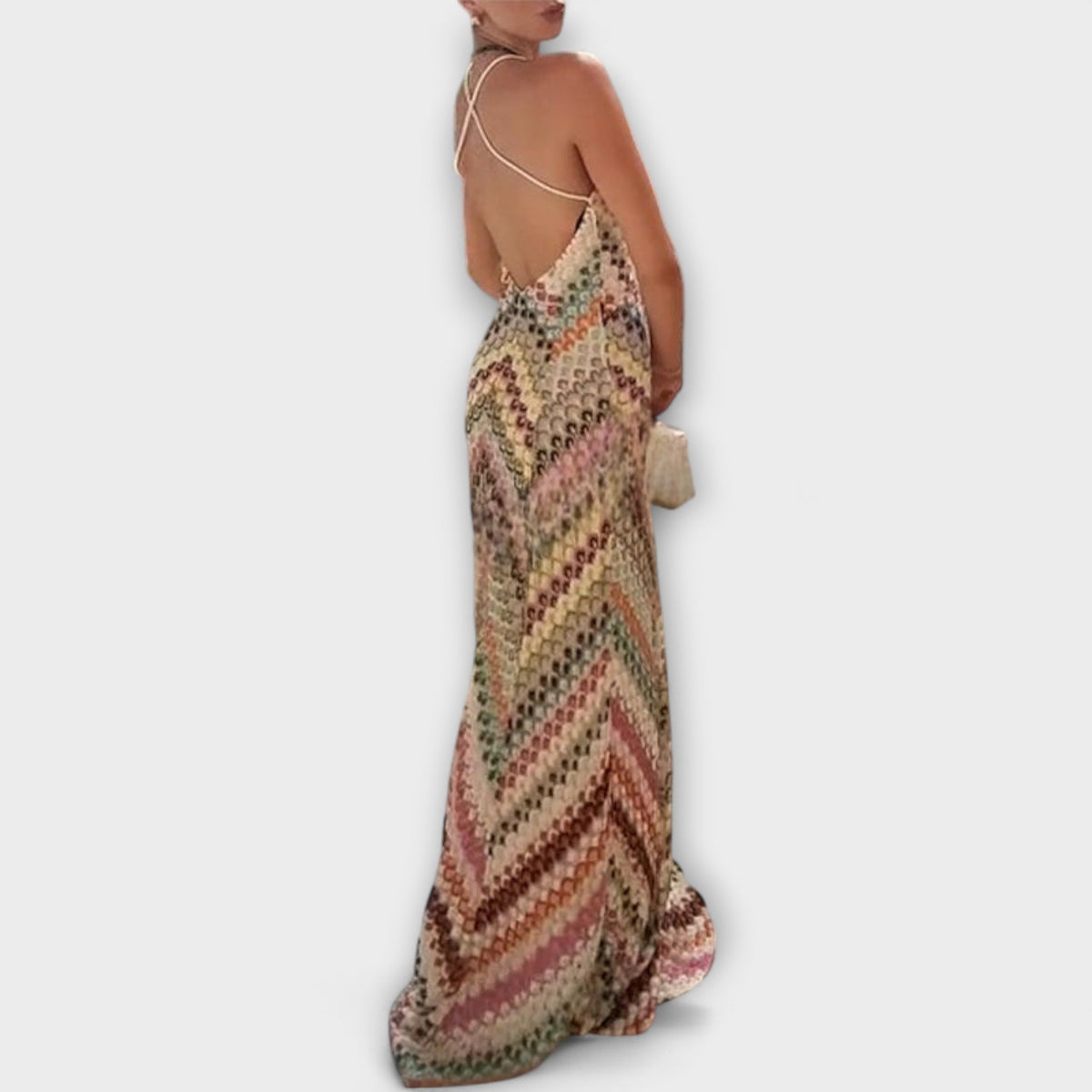 Style200™ | Remi - Missoni Vibrant Herringbone Maxi Dress for Any Occasion