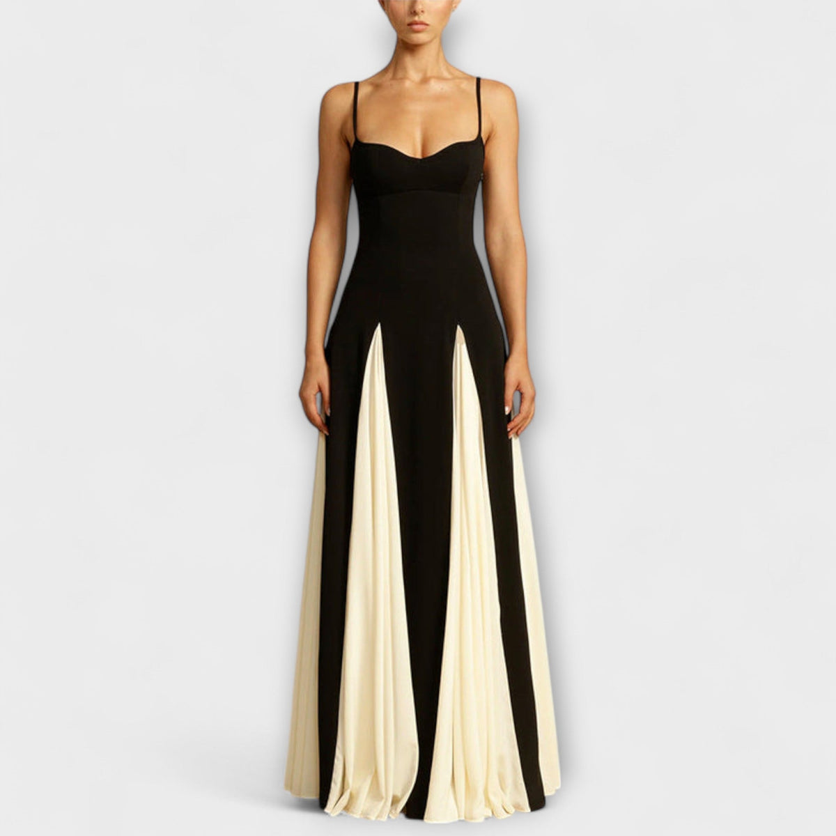 Style200™ | Ember - A-Line Maxi Dress with Tulle Panels for Special Occasions