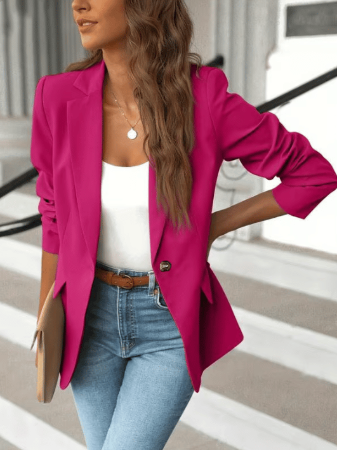 Dakota | Longline Blazer with Ruched Sleeve Detail