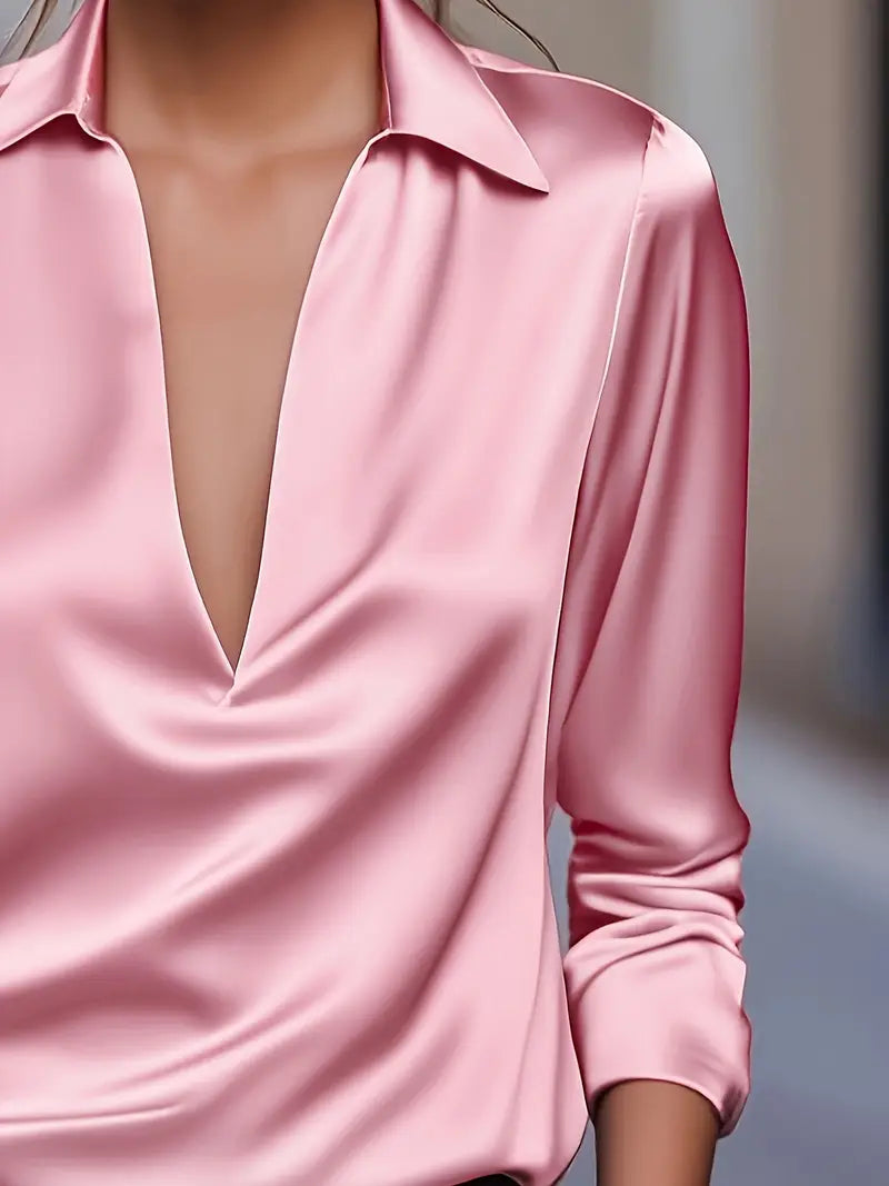 Eva™ | Premium V-Neck Satin Blouse