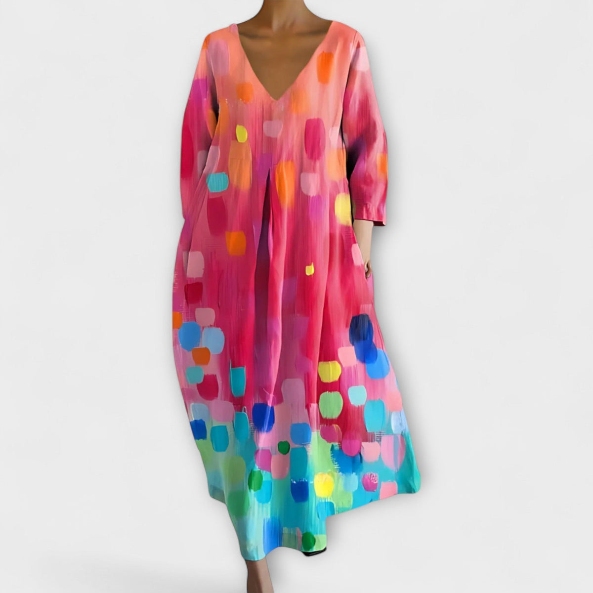 Style200™ | Vibrant V-Neck Maxi Dress for Every Occasion