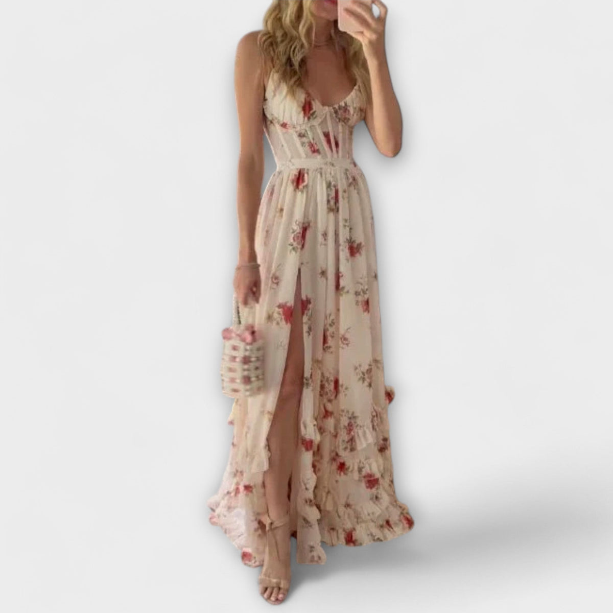 Zelda™ | Floral Patterned Prom Dress for Special Occasions