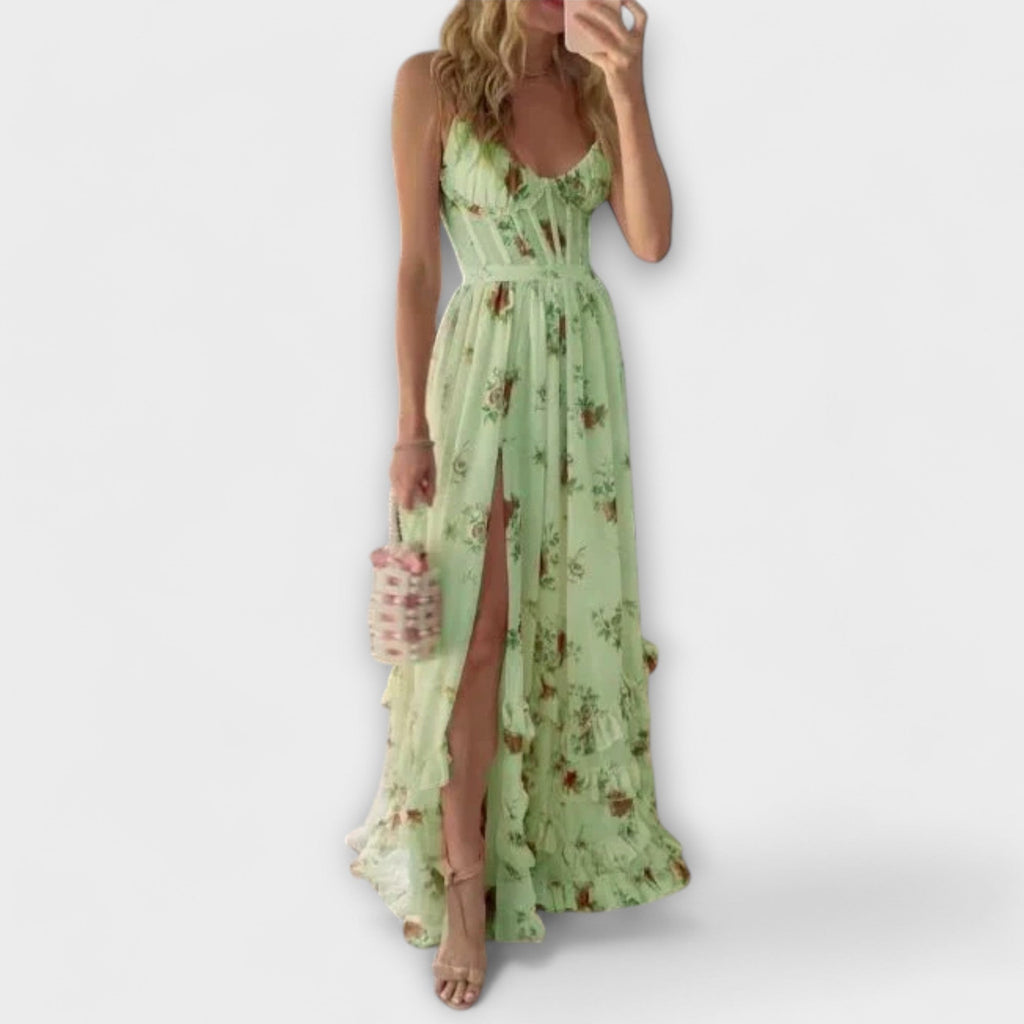 Zelda™ | Floral Patterned Prom Dress for Special Occasions
