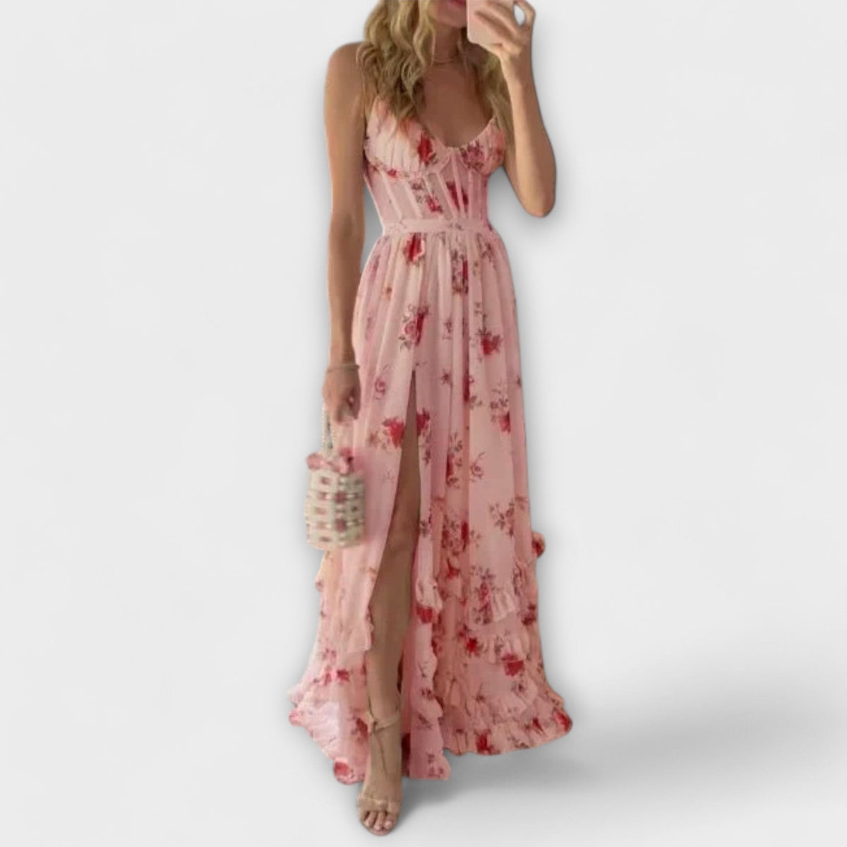 Zelda™ | Floral Patterned Prom Dress for Special Occasions