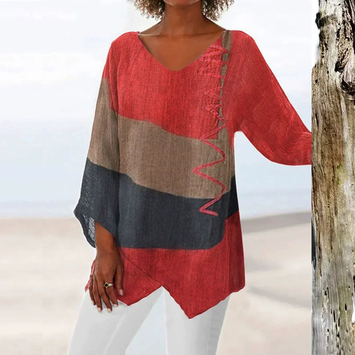 Crystal™ | Artistic Long Shirt with V-Neck