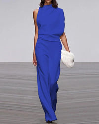 Ivory™ | Women's Wide Leg Jumpsuit Sleeveless Mock Neck Formal Outfit
