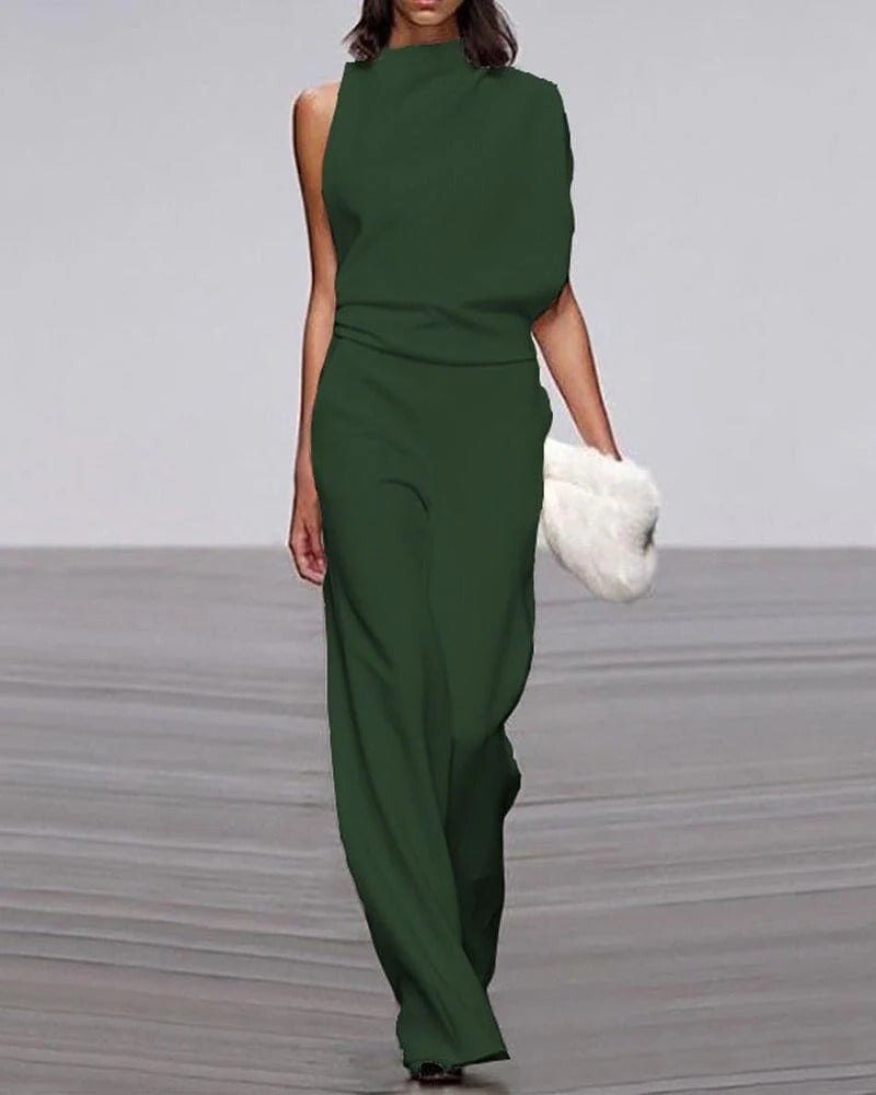 Ivory™ | Women's Wide Leg Jumpsuit Sleeveless Mock Neck Formal Outfit