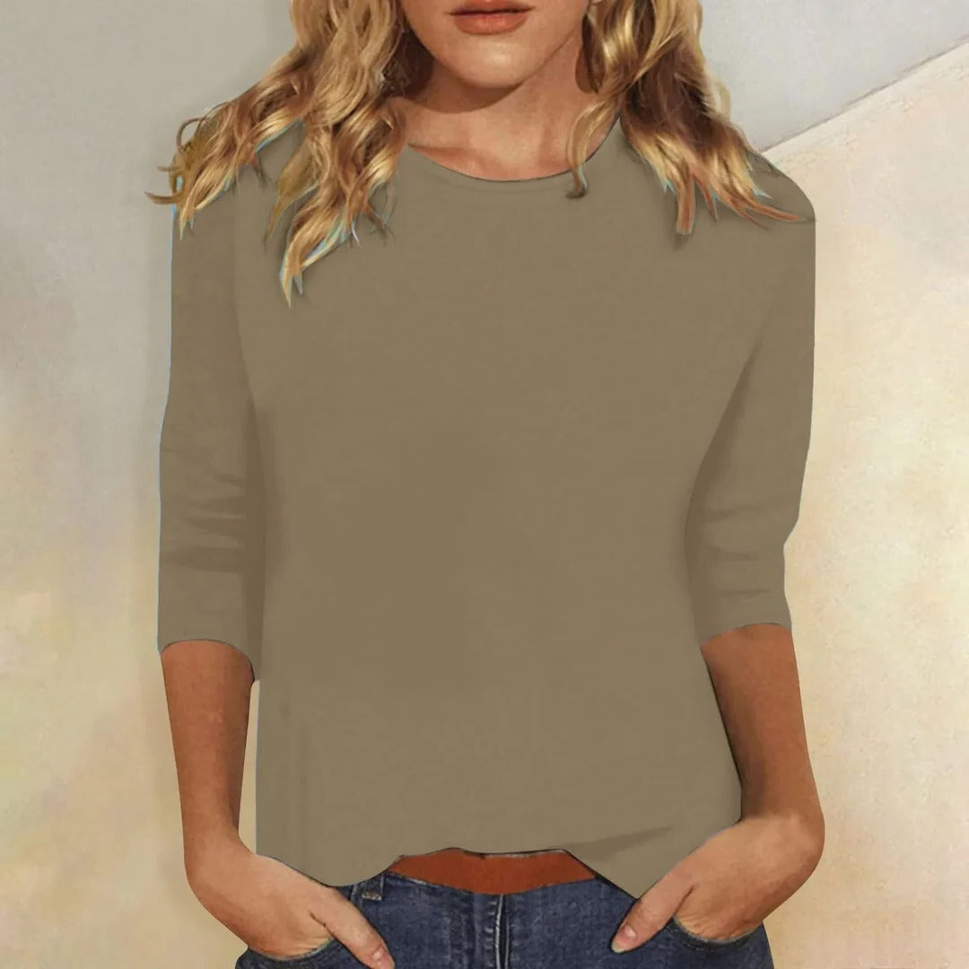 Stella™ | Women's Crew Neck 3/4 Sleeve Casual Everyday Top