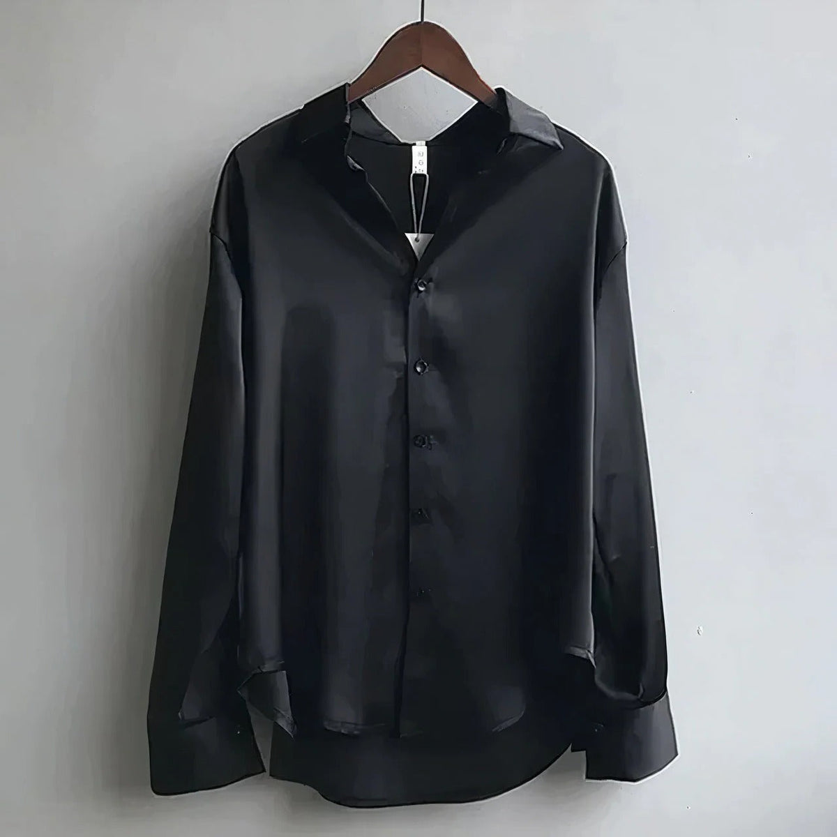 Sage™ | Women's Satin Button-Down Blouse Long Sleeve Collar Shirt