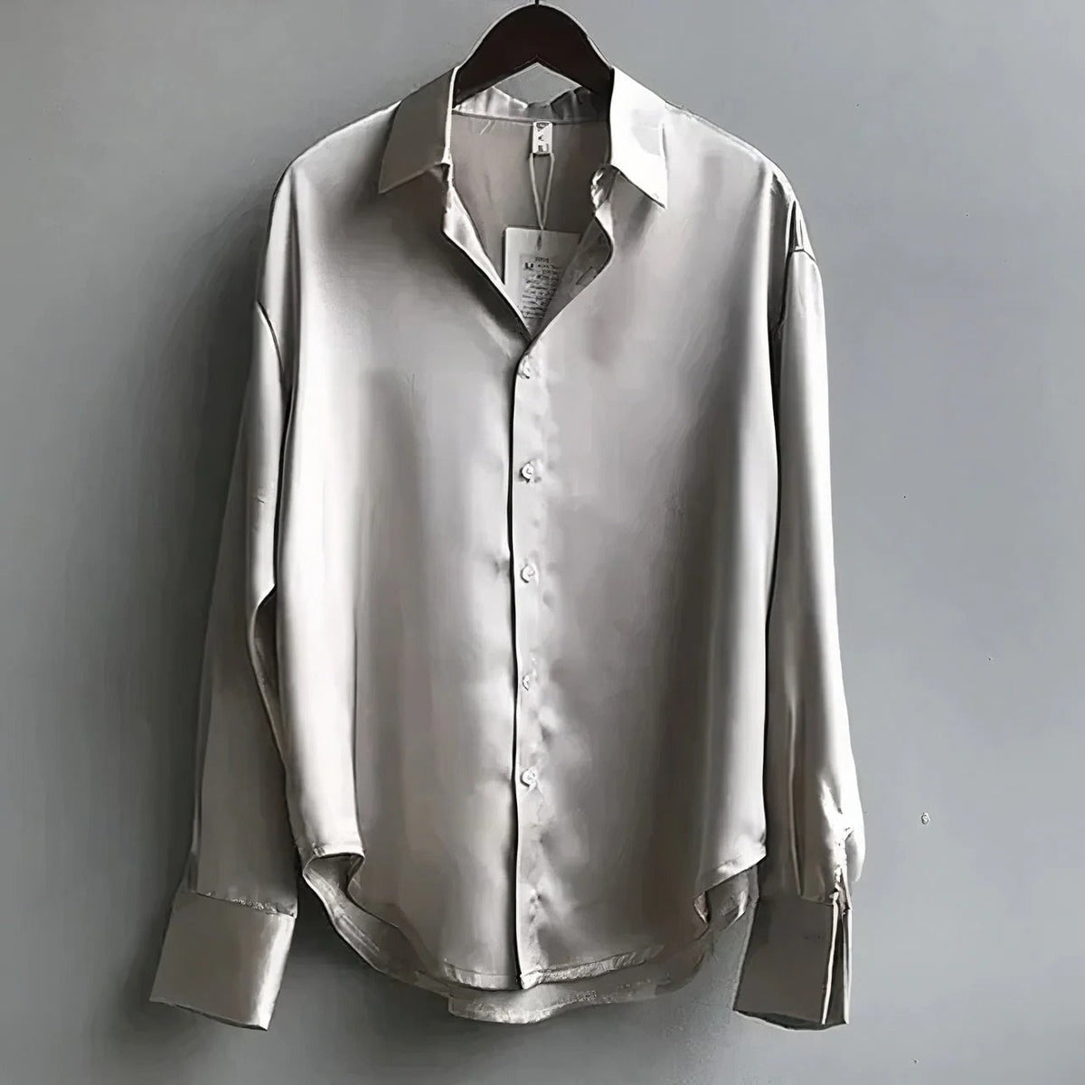 Sage™ | Women's Satin Button-Down Blouse Long Sleeve Collar Shirt