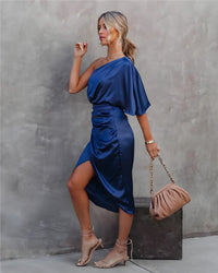 Isabella™ | Women’s One Shoulder Wrap Midi Dress
