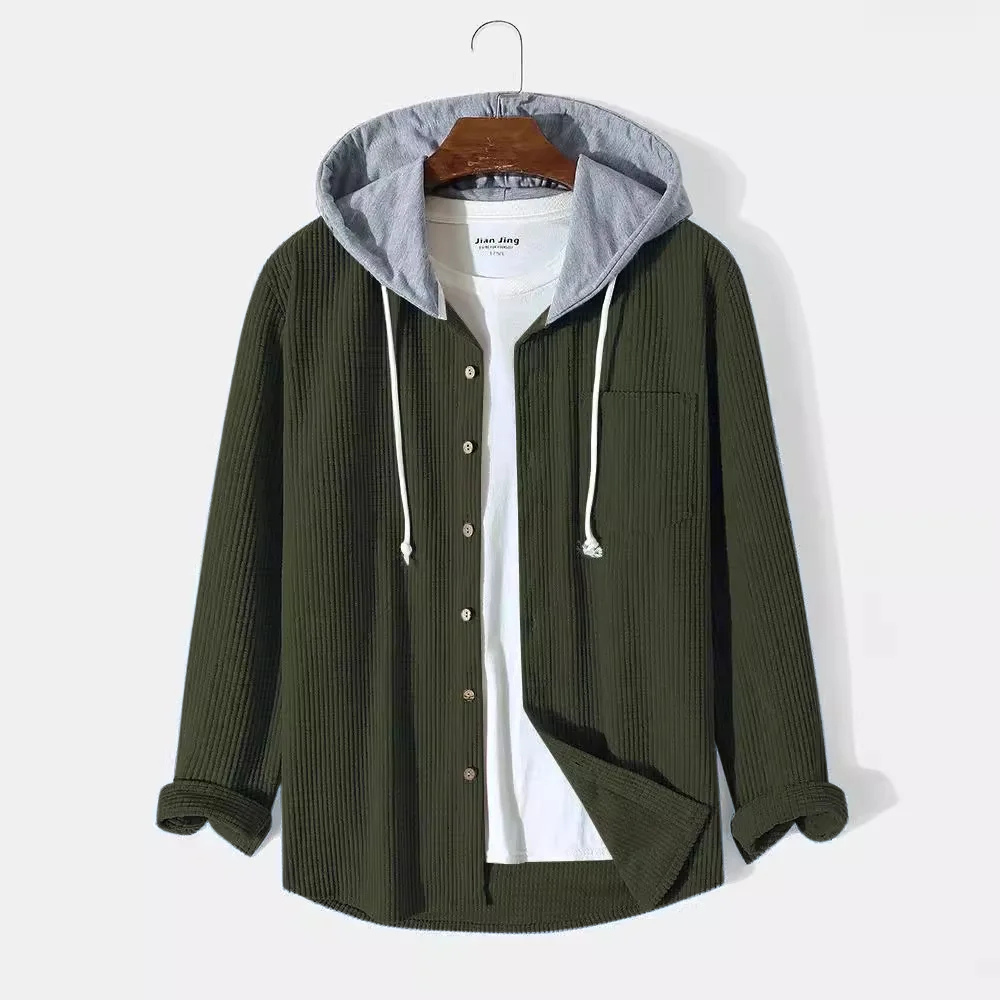 Bordeaux Hooded Cord Shirt
