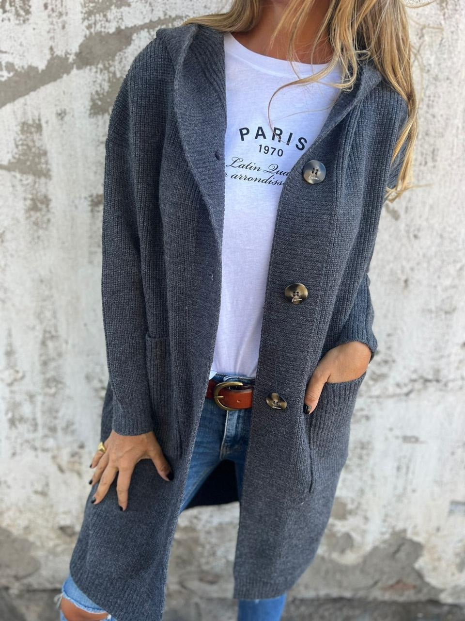 Reese | Long Cardigan with Button Front Detail