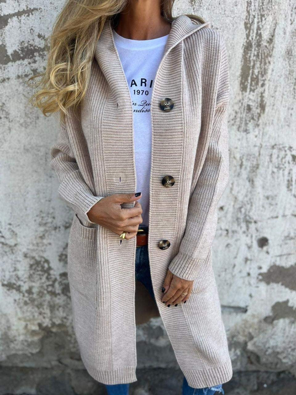 Reese | Long Cardigan with Button Front Detail