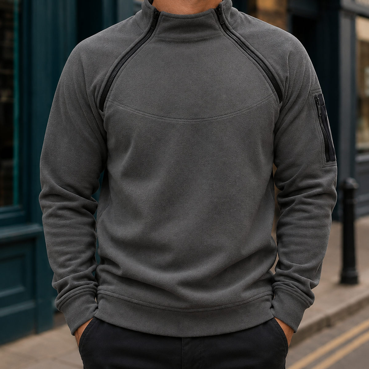 Ambrose-Stone Zip Neck Sweater