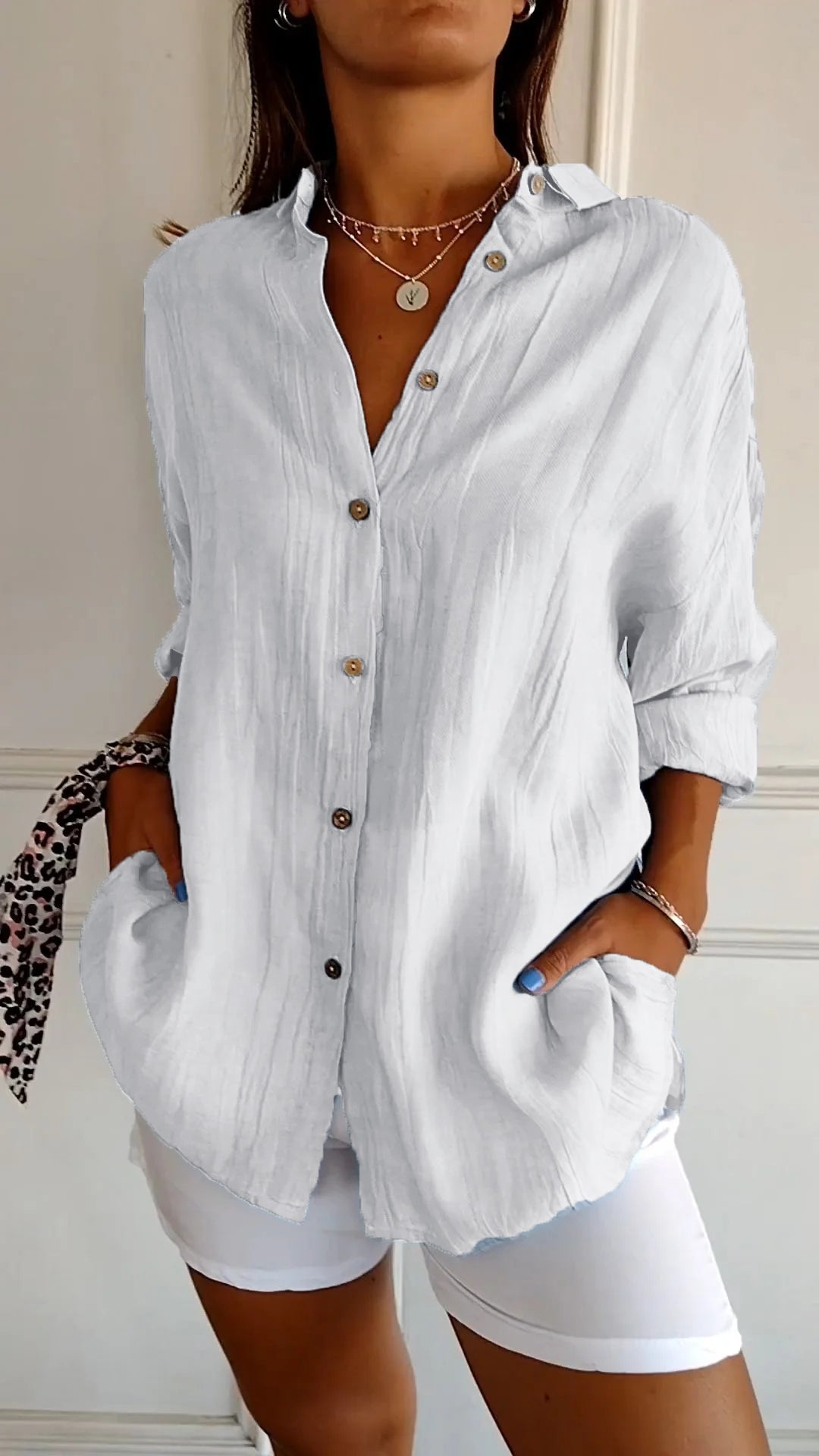 Azure™ | Women's Casual Button-Down Shirt Oversized Long Sleeve