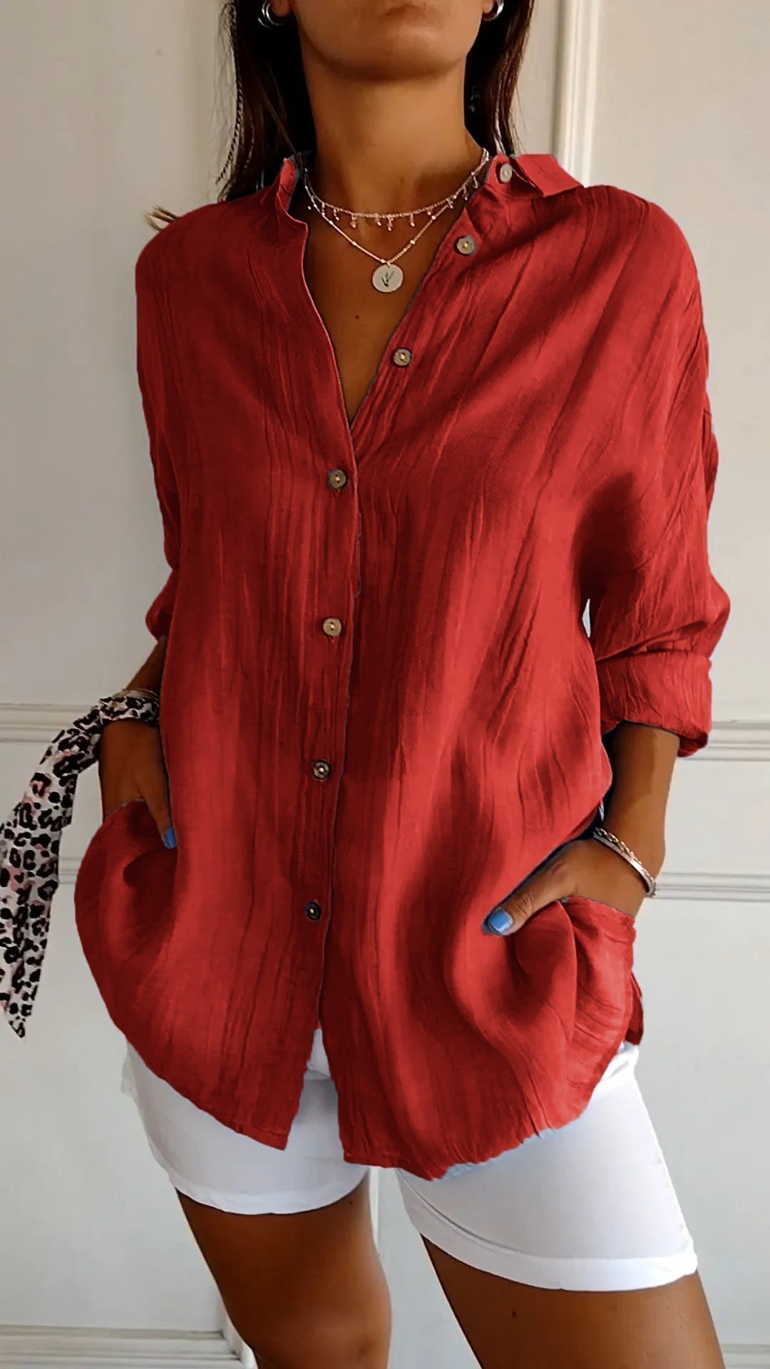 Azure™ | Women's Casual Button-Down Shirt Oversized Long Sleeve