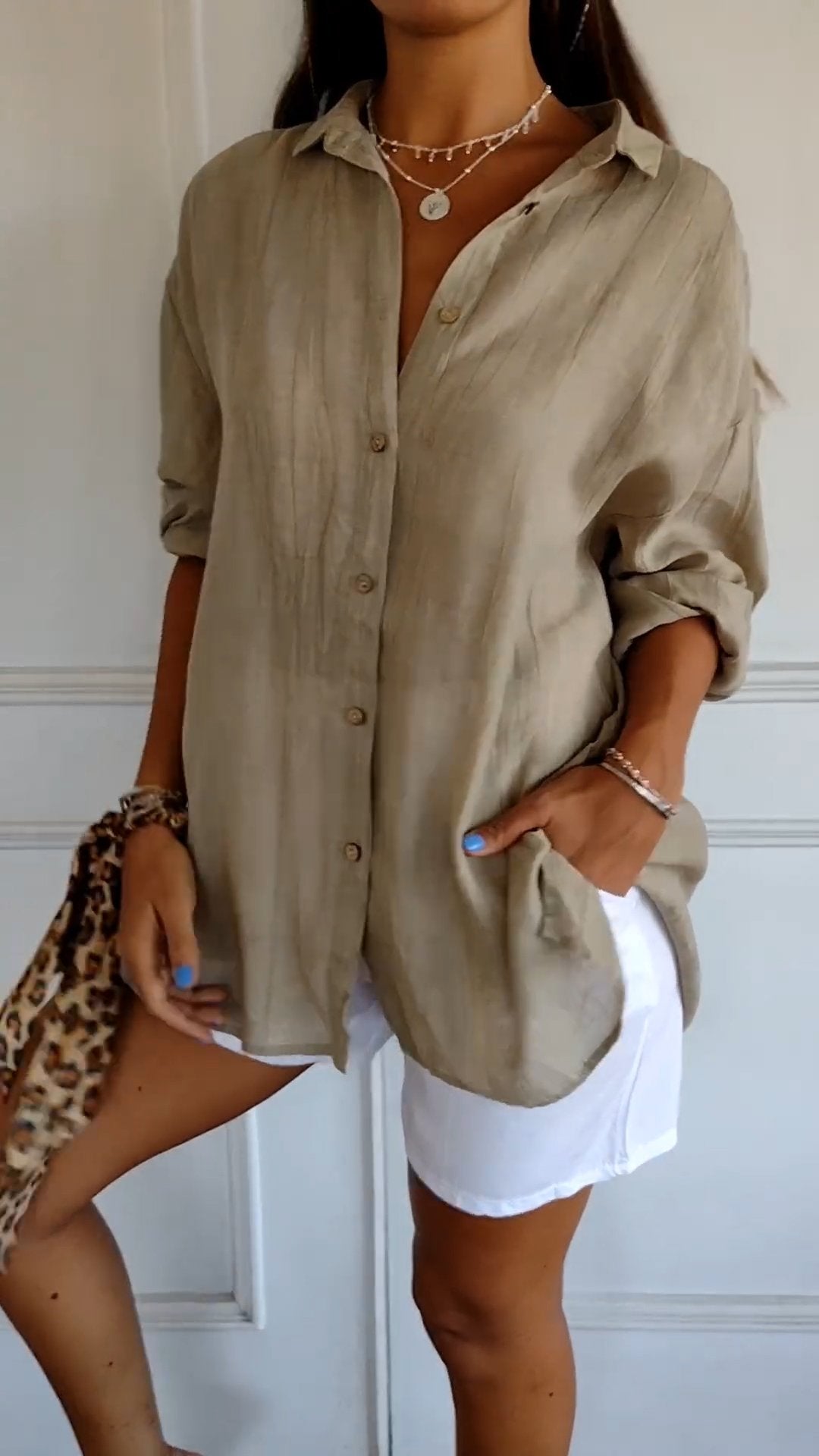 Azure™ | Women's Casual Button-Down Shirt Oversized Long Sleeve