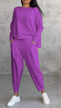 Nora™ | Women's 2 Piece Lounge Set Long Sleeve Top and Pants