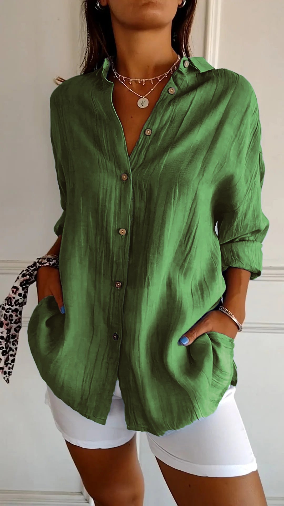 Azure™ | Women's Casual Button-Down Shirt Oversized Long Sleeve