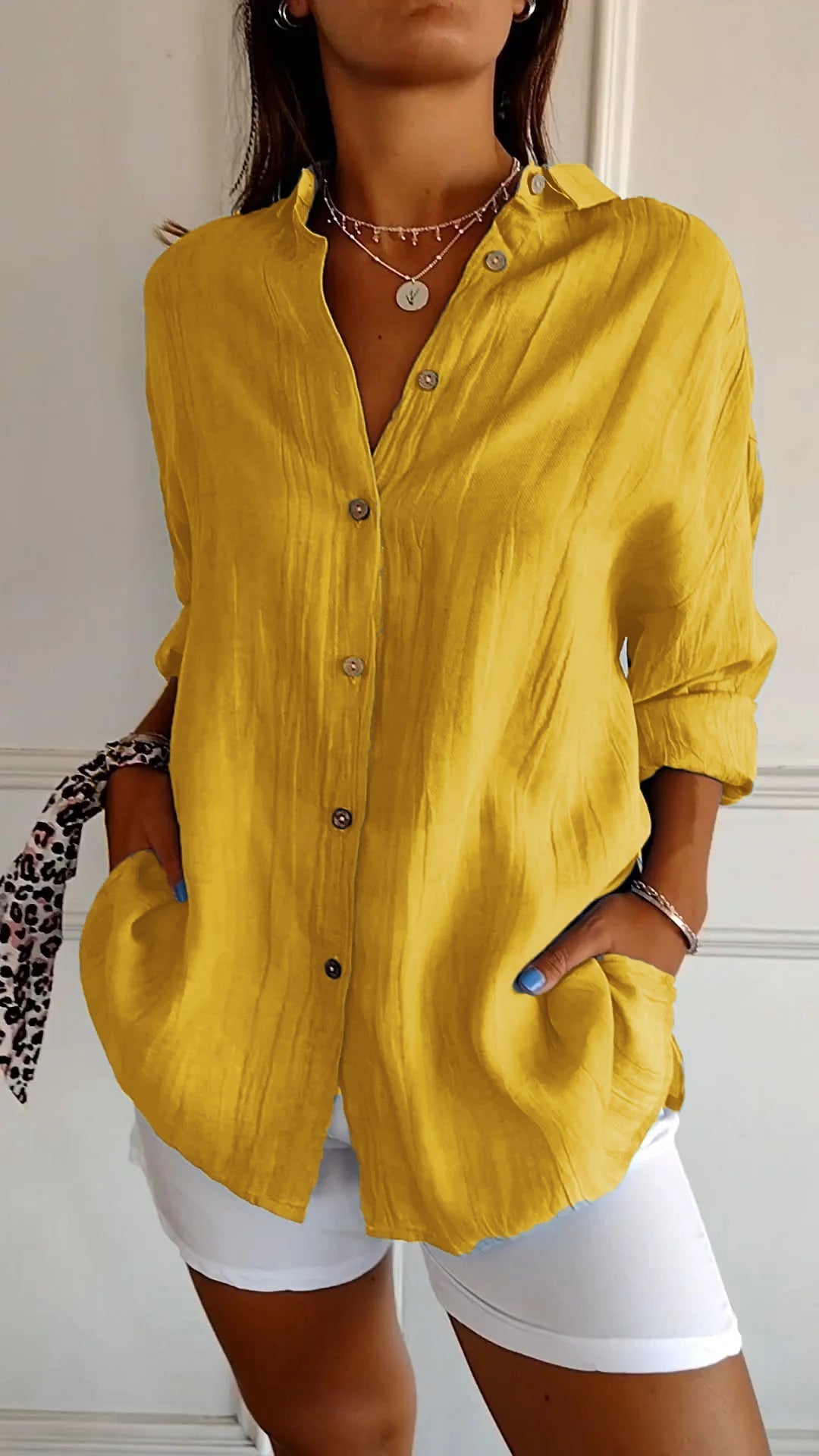 Azure™ | Women's Casual Button-Down Shirt Oversized Long Sleeve