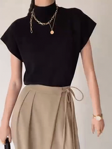 Noira™ | Women's Mock Neck Sleeveless Top Padded Shoulder Vest