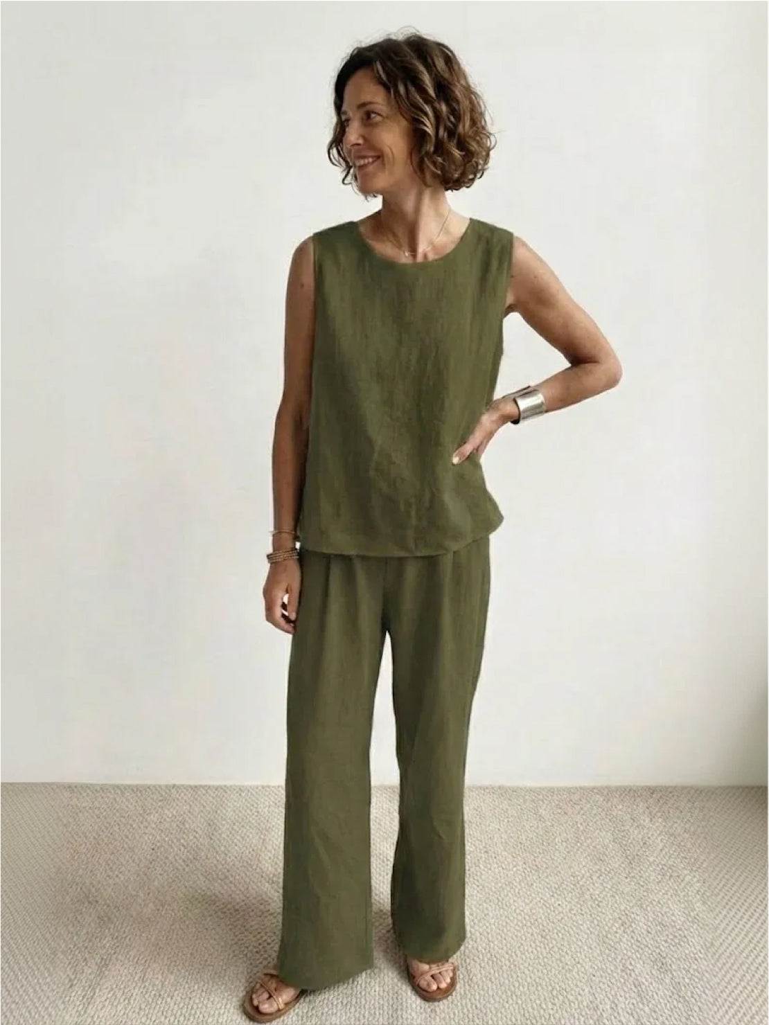 Olivia™ | Women's Sleeveless Tank Top and Wide-Leg Pants Set