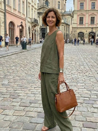 Olivia™ | Women's Sleeveless Tank Top and Wide-Leg Pants Set