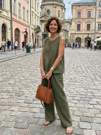 Olivia™ | Women's Sleeveless Tank Top and Wide-Leg Pants Set