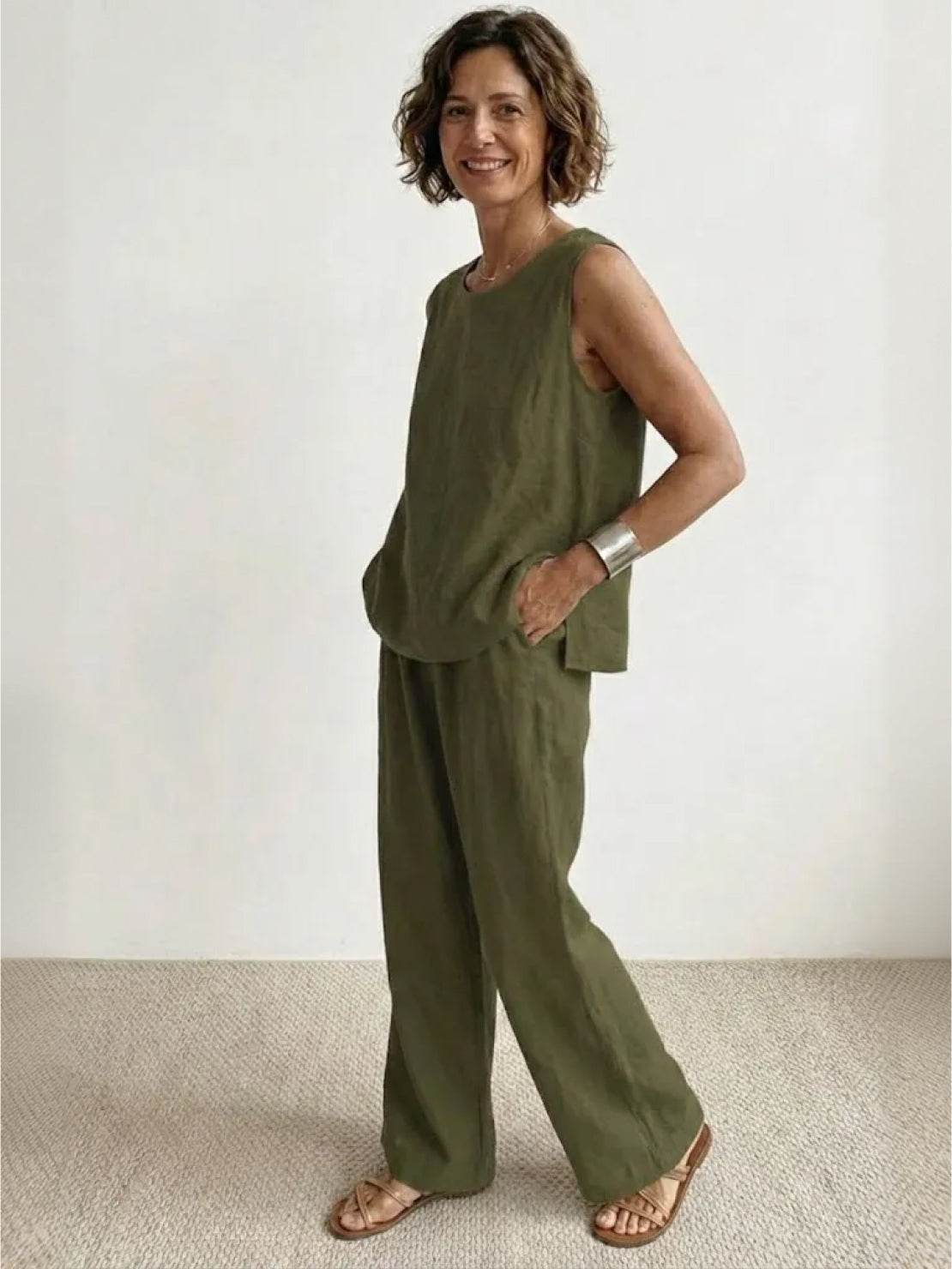 Olivia™ | Women's Sleeveless Tank Top and Wide-Leg Pants Set