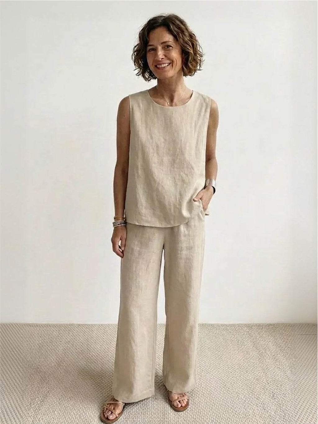Olivia™ | Women's Sleeveless Tank Top and Wide-Leg Pants Set