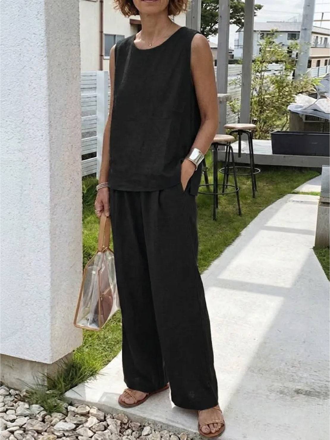 Olivia™ | Women's Sleeveless Tank Top and Wide-Leg Pants Set