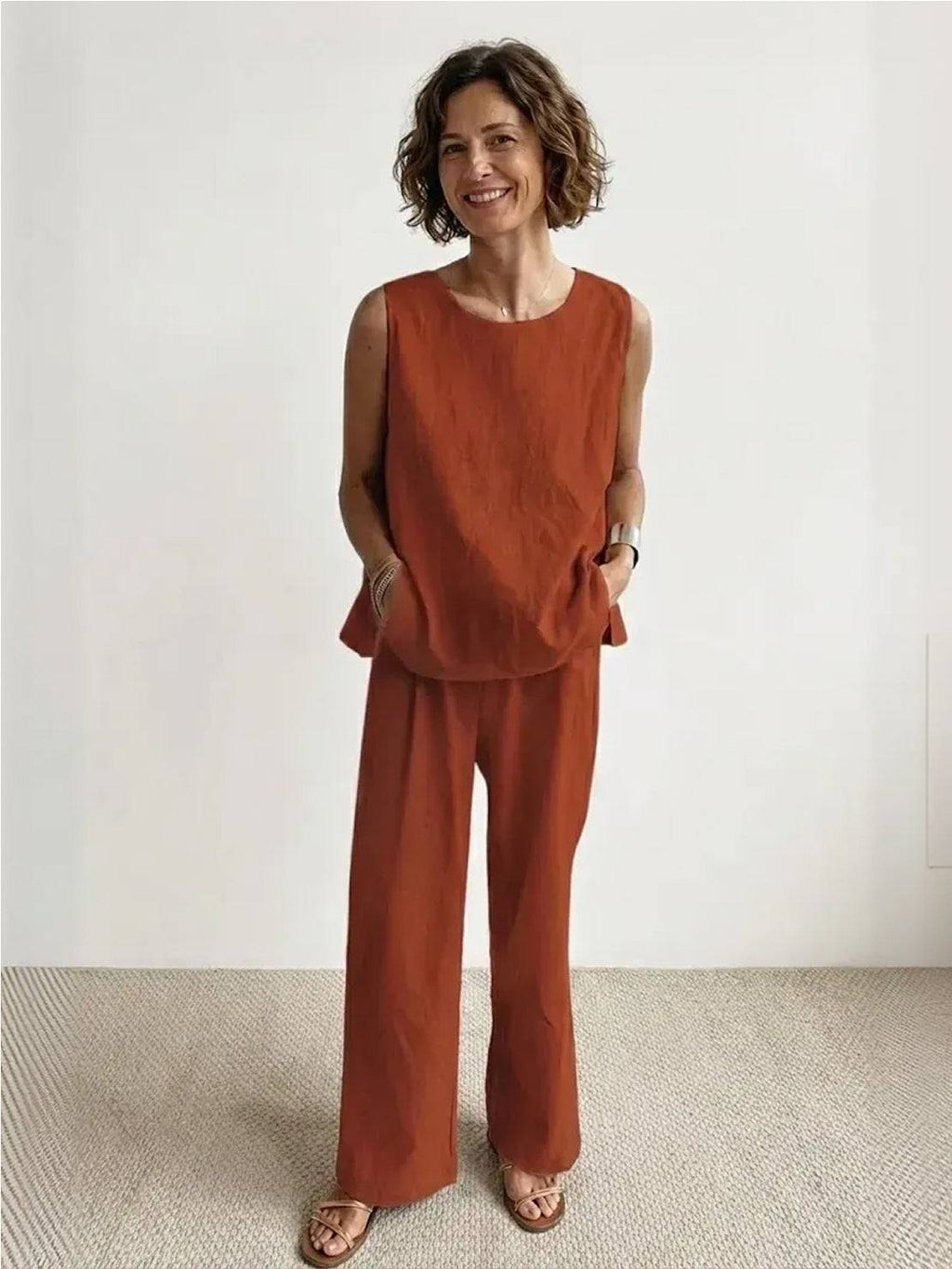 Olivia™ | Women's Sleeveless Tank Top and Wide-Leg Pants Set