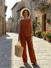 Olivia™ | Women's Sleeveless Tank Top and Wide-Leg Pants Set