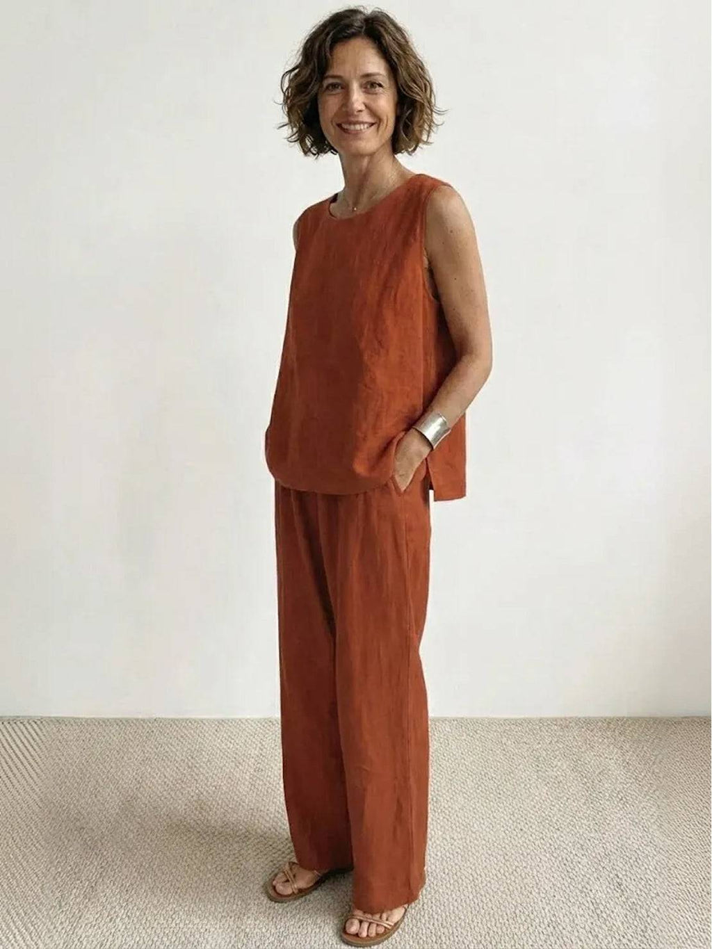 Olivia™ | Women's Sleeveless Tank Top and Wide-Leg Pants Set