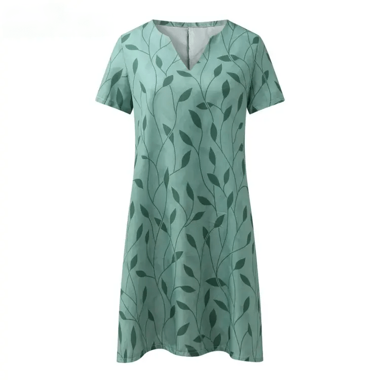 Quintine™ | Julie – Printed V-Neck Dress