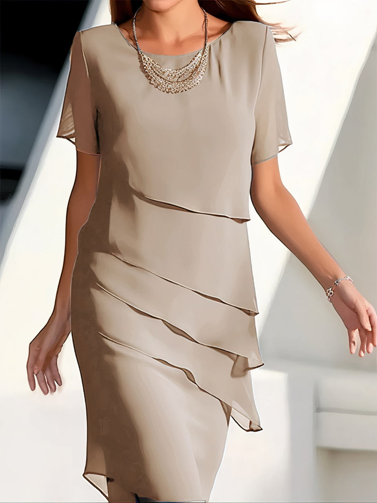 Walburge™ | Eva - Tiered Chiffon Dress