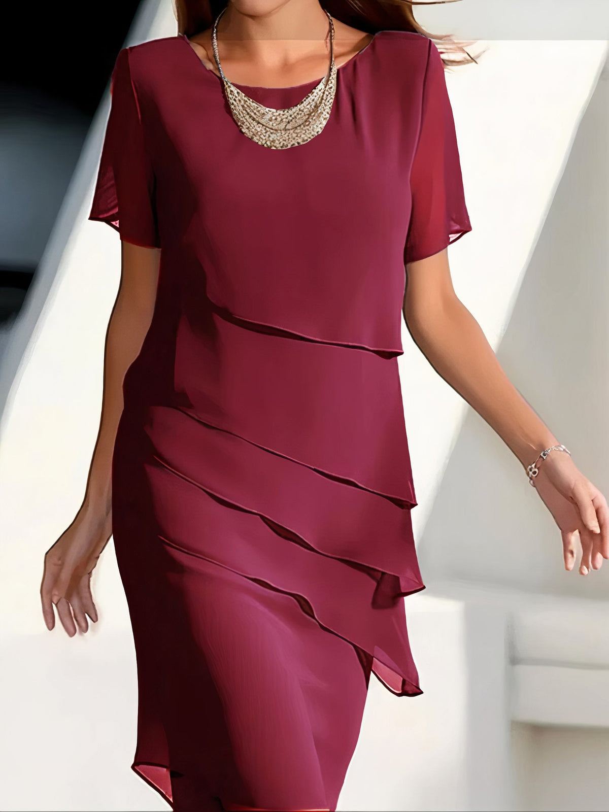 Walburge™ | Eva - Tiered Chiffon Dress