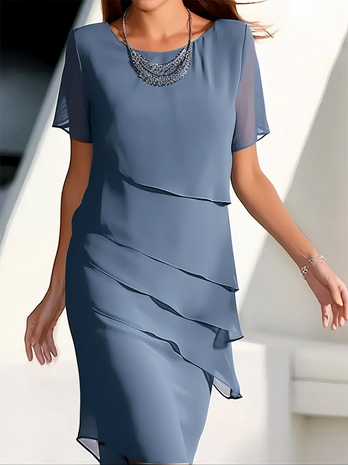 Walburge™ | Eva - Tiered Chiffon Dress