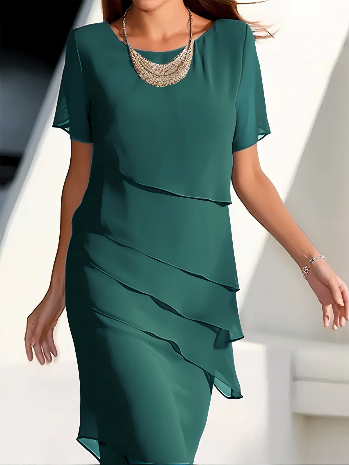 Walburge™ | Eva - Tiered Chiffon Dress