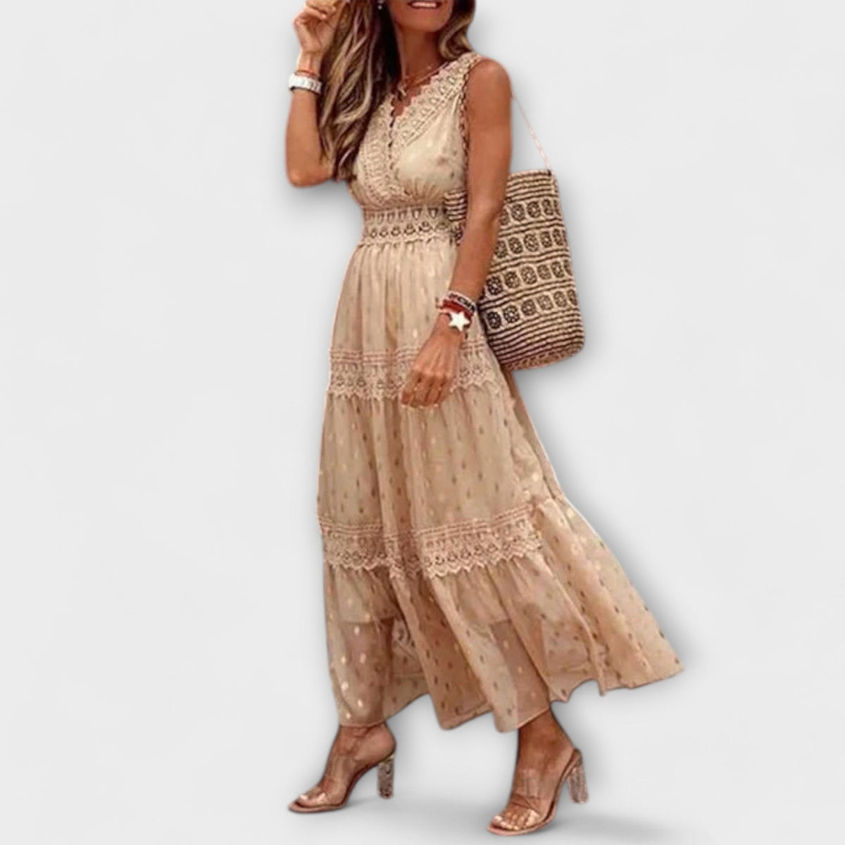 Style200™ | Boho Lace Maxi Dress for Festive Occasions
