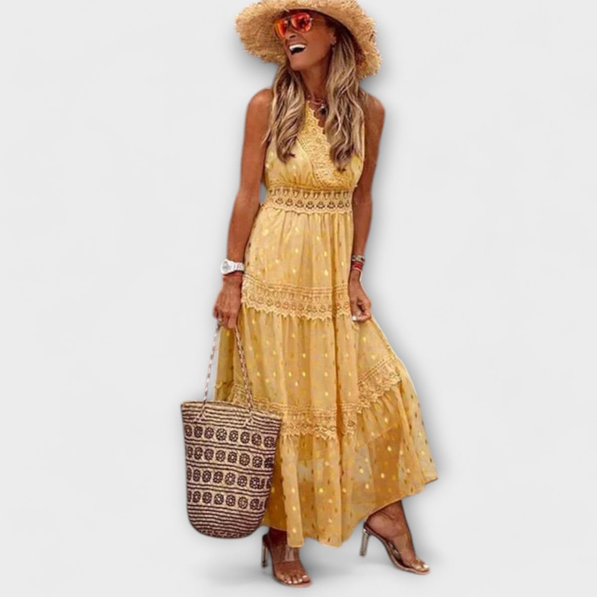 Style200™ | Boho Lace Maxi Dress for Festive Occasions