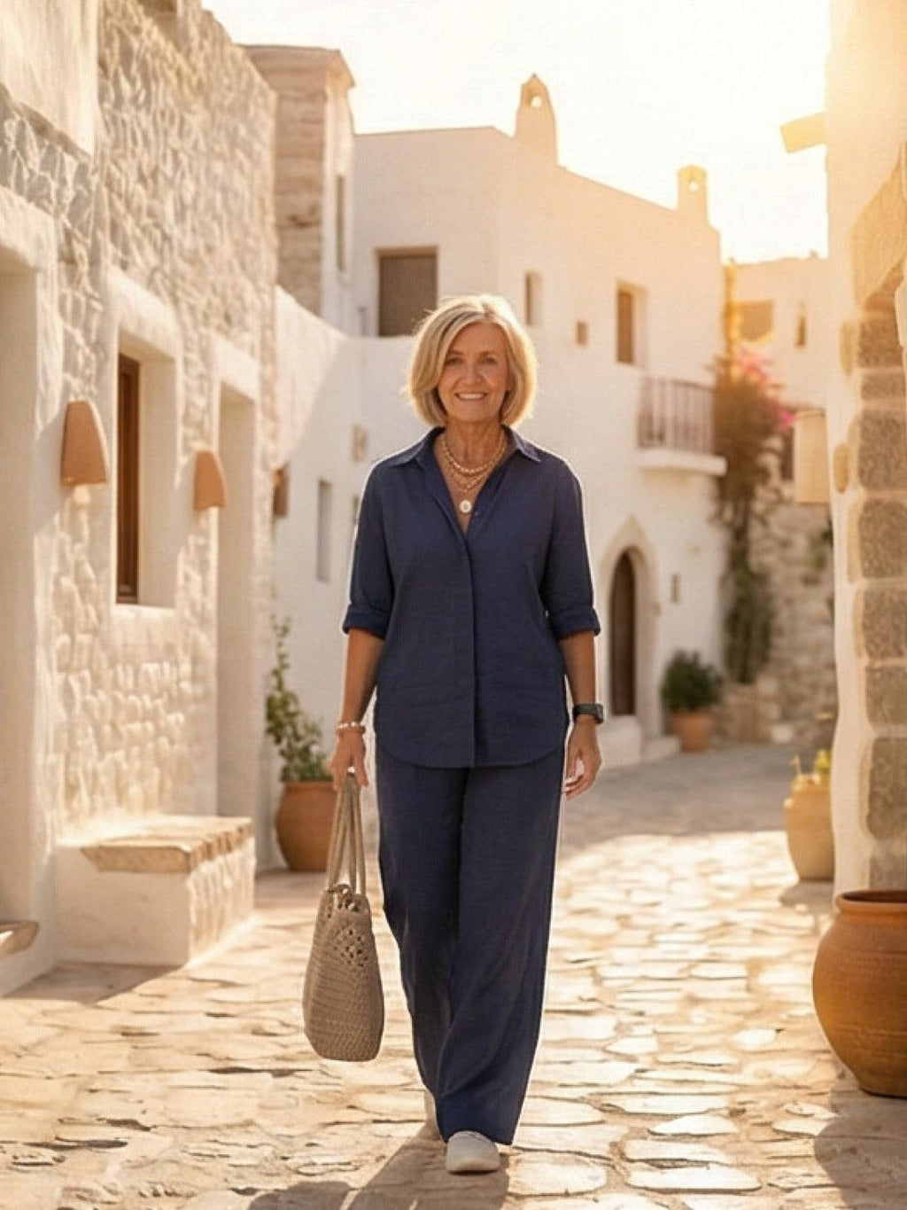 Vivian™ | Women's Casual Button-Down Shirt and Wide-Leg Pants Set